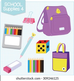 A picture of school supplies isolated in white.