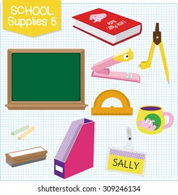 A picture of school supplies isolated in white.