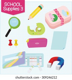 A picture of school supplies isolated in white.