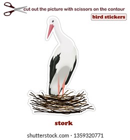 picture scissor for children with stork