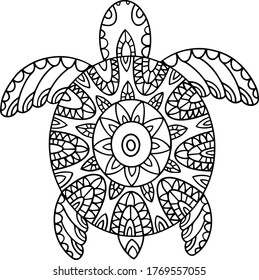 Picture of a sea turtle, coloring, black lines, silhouette of a turtle, black and white, print sea turtle, marine animal reptile, coloring book-antistress, sea turtle svg