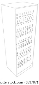 Picture of server on white, top view. Vector illustration