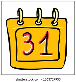 Picture from a set of doodle icons in the New Year and Christmas style. Drawn by hand. Color and black-and-white drawings. Elements for postcards, banners, festive website design. Vector isolated 