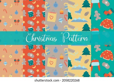  Picture set with winter holiday themes. vector