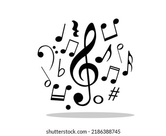 Es una foto de varias notas musicales.