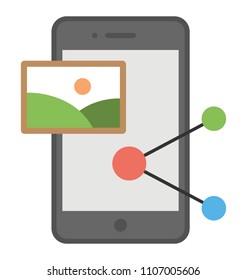 
A picture sharing via mobile on social media 
