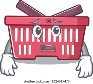 A picture of shopping basket showing afraid look face