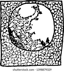 A picture showing the third stage of Division of Grandmother Cell, vintage line drawing or engraving illustration.