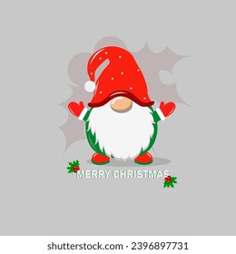 The picture shows a Christmas gnome, somewhat reminiscent of Santa Claus. The dwarf wears a bright red hat that shines and attracts attention.