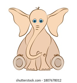 The picture shows a funny elephant with big ears.