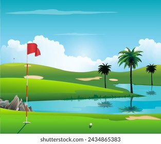 The picture shows golfing to the destination. vector illustration