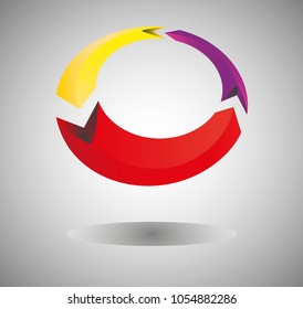 The picture shows the logo of red, violet, yellow, a logo with a shadow, without the inscription. For a new firm, institution. With slope effect.
