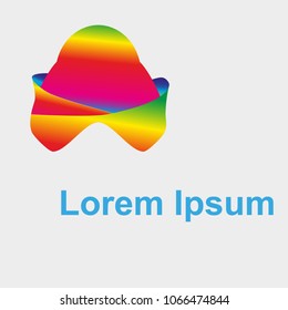 The picture shows the logo with the text. Logo with a gradient spectrum in the form of caps. Logo with layers.