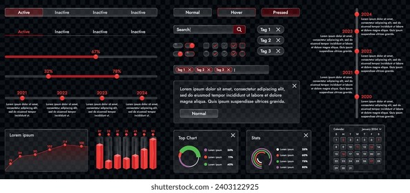 The picture shows a modern interface for a website or mobile application. Design elements include buttons, icons, and components.