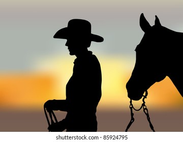 The picture shows a rider with a horse