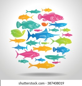 The picture shows a set of marine fish logo