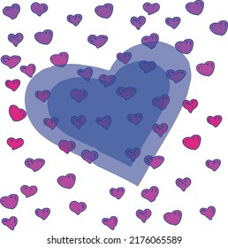 The picture shows small hearts and one large one with a transparent body. The picture is suitable for designing love messages.