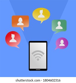 The picture shows the smart phone can connect many people