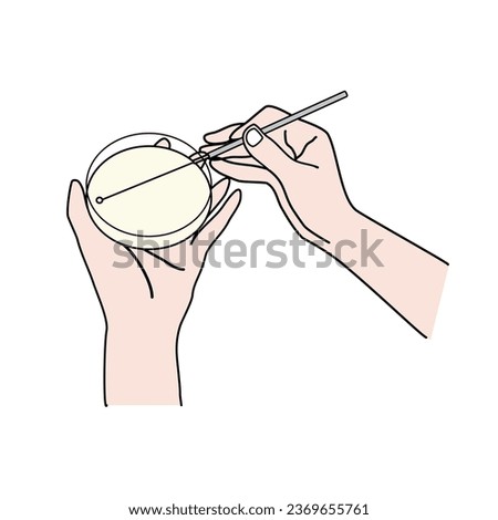 The picture shows streak plate method of pure culture technique with sterilize loop for isolation and identification colonies of microorganism (Virus, bacteria, fungi, etc.).