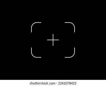 Picture shutter focus with cross viewfinder frame grid. Vector illustration target icon.