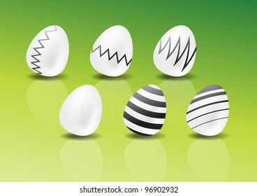 The picture of simple decorated Easter eggs