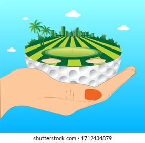 A picture of simulated golf course for artwork