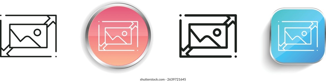 picture size icon. Thin Linear, Regular and Button Style Design Isolated On White Background