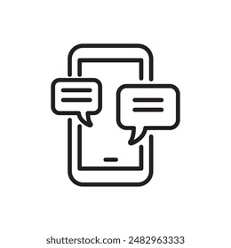 Picture of smartphone and bubble speech vector illustration suitable for chatting or communication icon