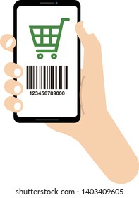 It is a picture with a smartphone.Cashless payment.Smartphone payment