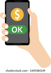 It is a picture with a smartphone.Cashless payment.Smartphone payment