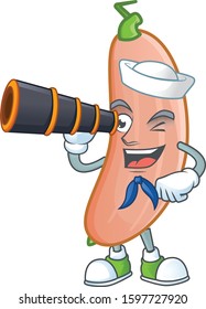 Picture of Smiling happy Sailor banana squash with binocular