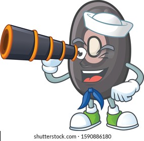 Picture of Smiling happy Sailor black beans with binocular