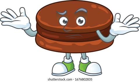 A picture of smirking chocolate alfajor cartoon character design style