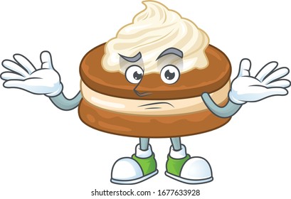 A picture of smirking white cream alfajor cartoon character design style