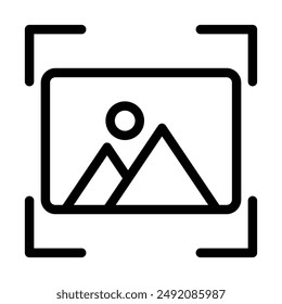 Picture snapshot icon linear logo mark in black and white