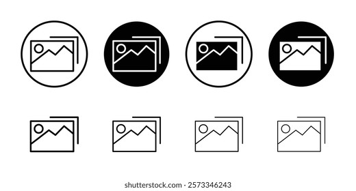 Picture snapshot icon vector line logo mark or symbol set collection outline style