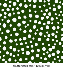 Picture snow. Dark green background, white snow. Winter. Christmas. Well-suited for packaging, banner, greeting cards. Simple seamless pattern.