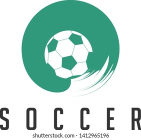 Picture of a soccer ball, with abstract circles rotating around it.