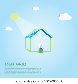 picture of solar panels batteries and green energy in concept  solar panels environmentally friendly home flat style renewable solar energy vector illustration 