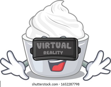 A Picture of sour cream character wearing Virtual reality headset