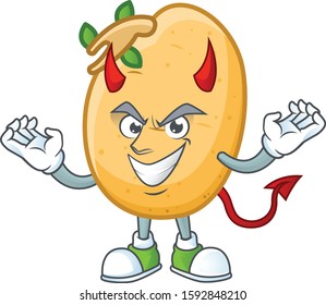 Picture of sprouted potato tuber as a Devil cartoon mascot