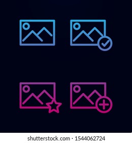 Picture, star, plus, check sign nolan icon. Simple thin line, outline vector of web icons for ui and ux, website or mobile application