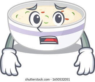 A picture of steamed egg having an afraid face