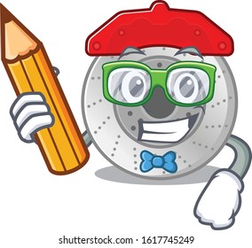 A picture of Student car brake character holding pencil