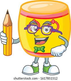 A picture of Student chinese gold drum character holding pencil