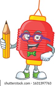 A picture of Student chinese lantern character holding pencil