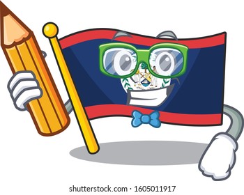 A picture of Student flag belize character holding pencil