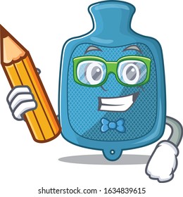 A picture of Student hot water bag character holding pencil