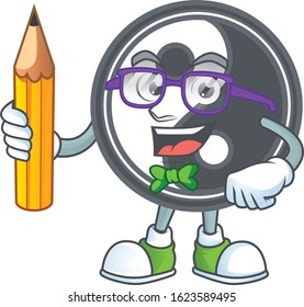 A picture of Student yin yang character holding pencil