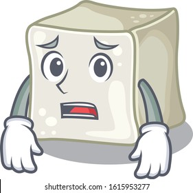 A picture of sugar cube showing afraid look face